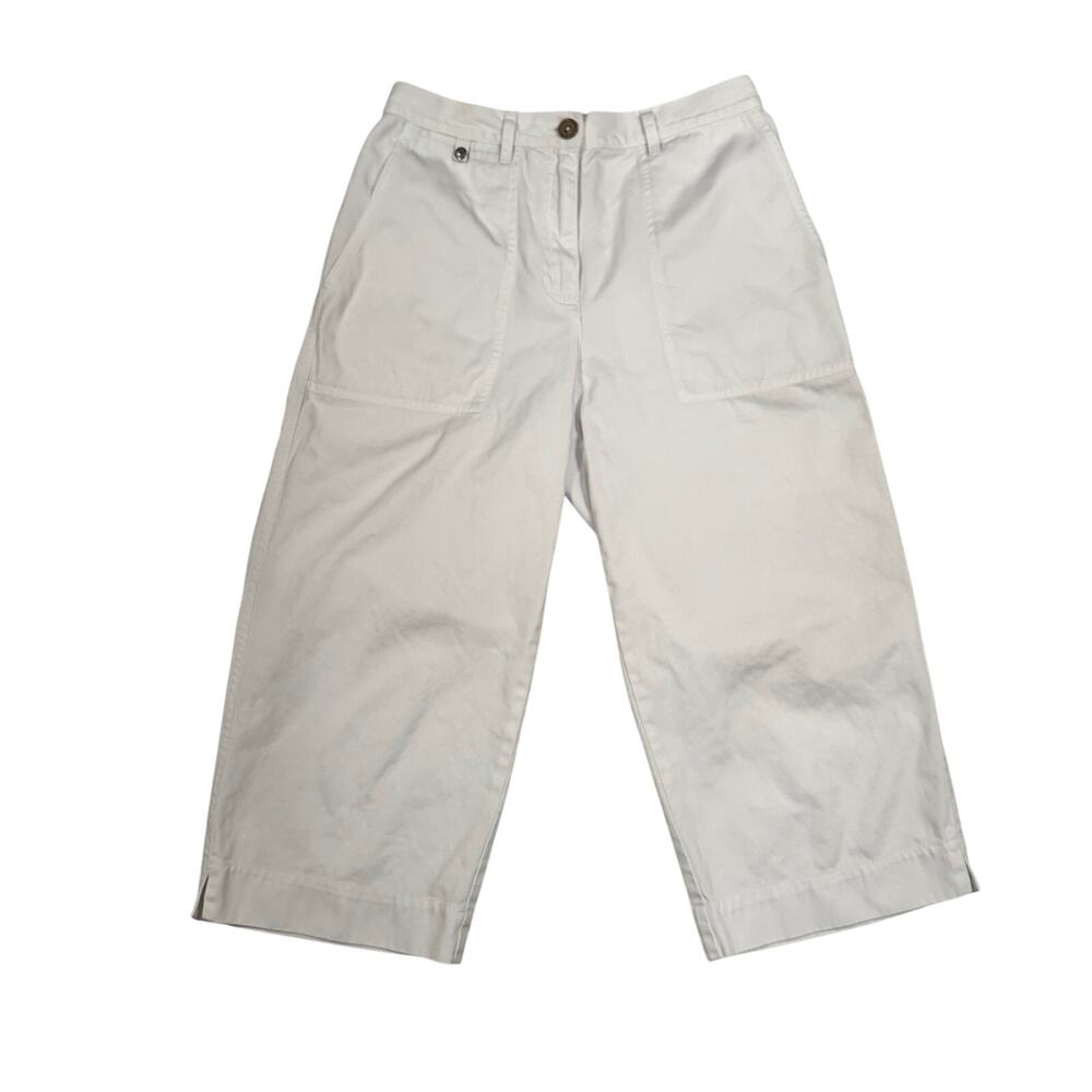 Lauren Ralph Lauren Petite Wide Leg Cropped Cotton Chino Pants Culottes 2P White - Picture 2 of 14